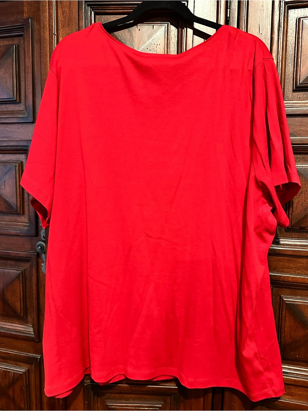 4X Karen Scott Bright cherry Fire Engine Christmas Red Scoop Neck Tshirt Top - Picture 5 of 7